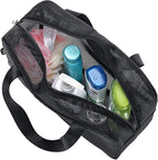 Moyad Mesh Shower Caddy Portable Toiletry Tote Gym Bag for College Dorm Bathroom (Black Large)