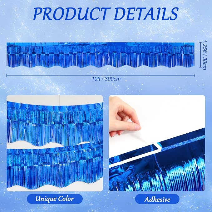 LOLStar Sapphire Blue Foil Fringe Tinsel Garland, Streamers Banner, 6 Pack | - Image 3