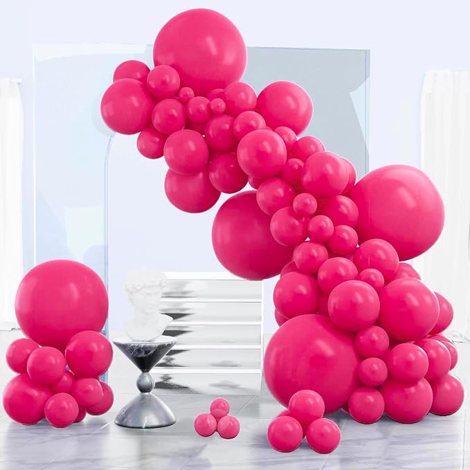 PartyWoo Hot Pink Balloons 140pcs Magenta Fuchsia Color 18 12 10 5 Inch | 18 12 by PartyWoo