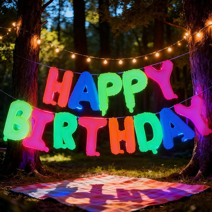 16 Inch Fluorescent Happy Birthday Balloons, Glow In The Dark Party Supplies | - Image 6