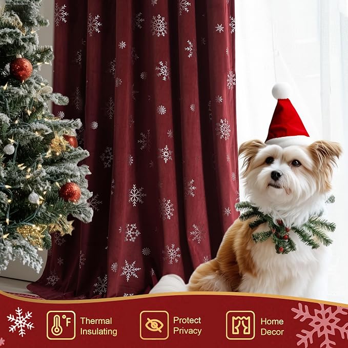 Beauoop Christmas Red Velvet Curtain - Image 2