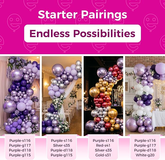 Bezente Metallic Purple Latex Round Helium Party Balloons 100 Pack 12 inch | - Image 4