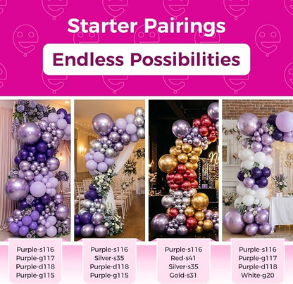 Bezente Metallic Purple Latex Round Helium Party Balloons 100 Pack 12 inch | - Image 4