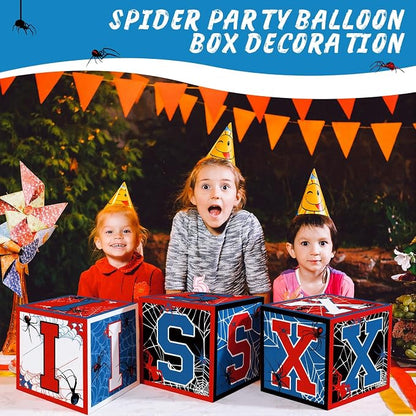 Feifeiya 3 Pcs Spider 6th Birthday Decoration Spider Theme Balloon Boxes "six" - Image 6