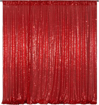 Poise3EHome Red Sequin Backdrop, 8FT x 10FT Sequin Photography Backdrop Curtain by Poise3EHome