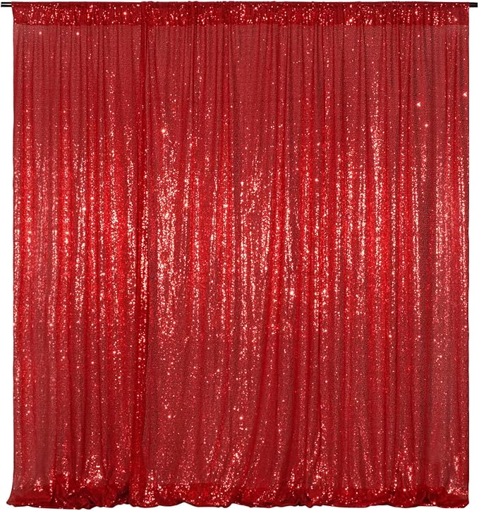 Poise3EHome Red Sequin Backdrop, 20Ft x 10Ft Glitter Photography Background by Poise3EHome