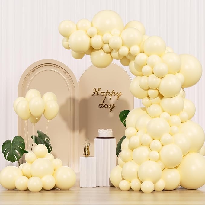 Pastel Yellow Balloons 145pcs Different Sizes 18 12 10 5 Inches Light Yellow by Unknown