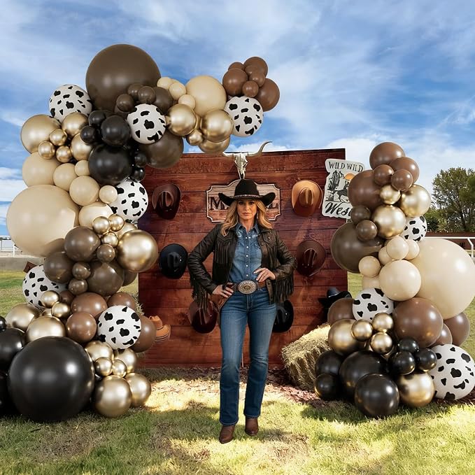Western Cowboy Brown Balloon Arch Kit, Cowgirl Party Decoration | Neutral Gold - Image 5