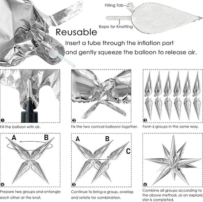 ZAKVOOR 60 Pcs Star Balloons 12 Spike Foil Explosion Party Decoration Balloons - Image 3