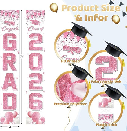 COHIE Congrats Grad Class of 2026 Porch Banner a Set of 2 - Image 2