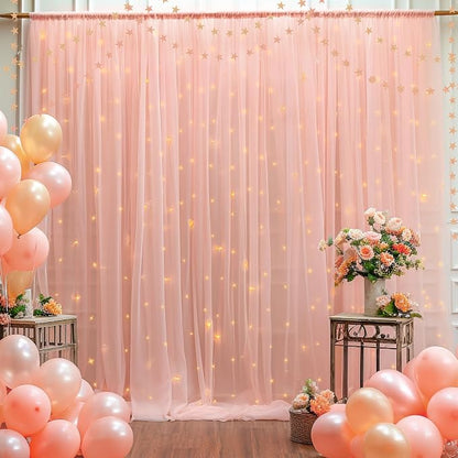 10x10ft Peach Tulle Backdrop Curtain - Image 8