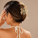 Gold Hair Clips for Women Flower and Double Row Small Claw Clips for Thin/Medium Fine Hair - Nonslip Jaw Clips