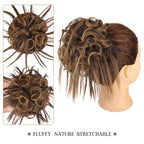HMD Tousled Updo Messy Bun Hair Piece Hair Extension Ponytail With Elastic Rubber Band Updo Bun Synthetic Hairpieces for Women