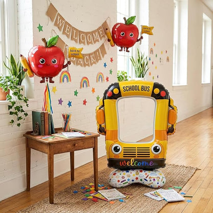 School bus decorations & Apple Foil Balloons Set | Features 1 interactive - Image 8