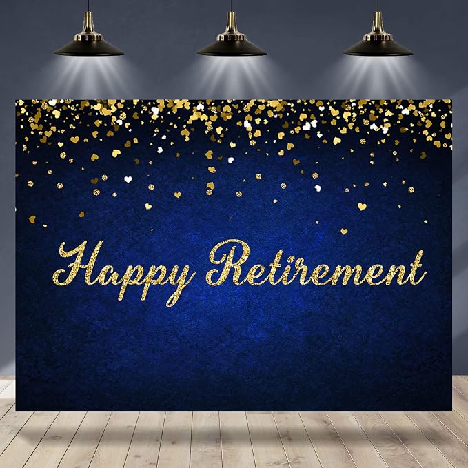 Happy Retirement Backdrop Royal Blue Backdrop by RSUUINU