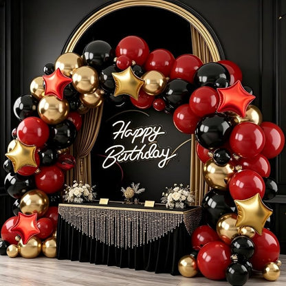 Red Gold Black Balloon Garland Arch Kit - Image 3
