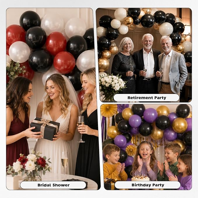 Black Balloons, 12 Inch Black Latex Party Balloon | 30 Pack Matte Black Helium - Image 4