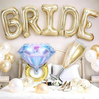 40inch Gold Bride Balloons Bachelorette, Bride To Be Bridal Shower Balloon by Togvu