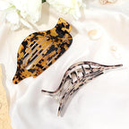 2 Pack Hair Clips for Women French Flat Claw Clips Celluloid Leopard Print Barrettes Nonslip Claw Clips Side Slide Volume Clips for Girls