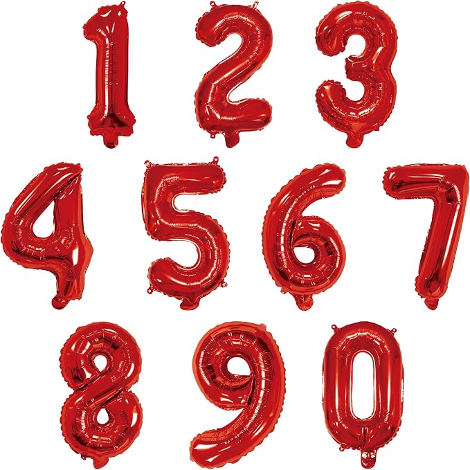 16 Inch Foil Mylar Number Balloons 0-9 by YPSelected