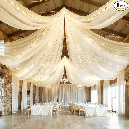 6 Panels Ivory Ceiling Drapes by Shillance