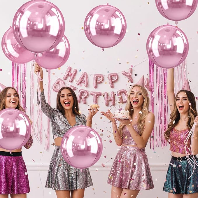 10Pcs Pink Round Foil Balloons, Metallic Light Pink Foil Baloon - Image 8