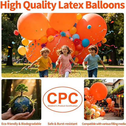 5Pcs Orange Big Balloons 36 Inch, Round Large Latex Party Balloons - Image 3
