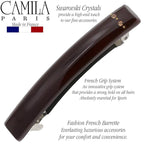Camila Paris CP3457 French Hair Barrette Clip for Girls Brown, Rubberized Metal Clasp Strong Hold Grip Hair Clips for Women, No Slip Durable and Styling Girls Hair Accessories, Made in France