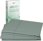 CALIFORNIA DESIGN DEN Luxuriously Soft Hotel Quality 600 Thread Count, 100% Cotton Set of 2 Cases, Crisp & Cool Bed Pillow Covers Standard Size Fits Standard & Queen Pillows (Sage Green)