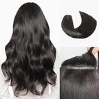 LUVME Invisible Clip in Hair Extensions Real Human Hair, 20 inch 110g 6Pcs, Natural Black Remy Human Hair Extensions Clip ins for Women, Natural Human Hair