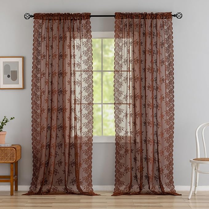 Kotile Warm Brown Lace Curtains - Image 8