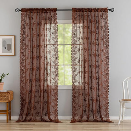 Kotile Warm Brown Lace Curtains - Image 8