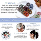 Spiral Hair Ties, 24 Pcs TPU No Crease Coil Hair Elastics, Multi-Color Matte, No Damage for Thick/Thin Hair, Hair scrunchies Ponytail Hlolders for Women Girls Kids (12 Colors)