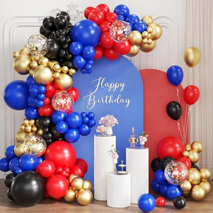 Red Black Blue Gold Balloons Garland Arch Kit by Unknown