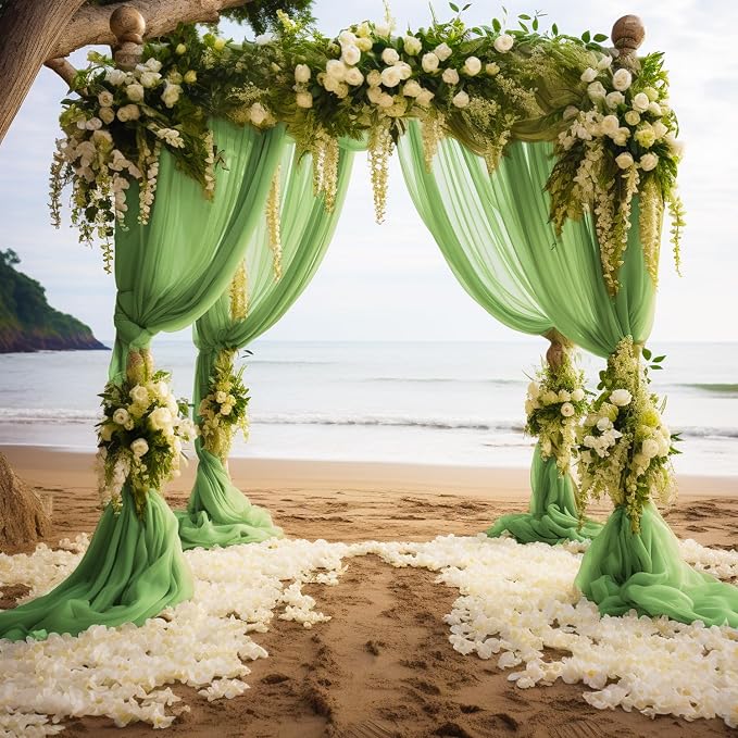 Wedding Arch Draping Fabric Backdrop Drapes 28.7"x 20FT, Sage Green | Sheer - Image 7
