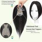 Hair Toppers for Women Real Human Hair, 360°3D Bangs Clip Human Toppers for Women with Thinning hair Realistic Scalp Line (Black, 3D Side Bangs (11 * 7))