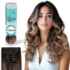 Irresistible Me Real Human Hair Extensions Clip Ins – 100% Human Hair Clip In Extensions for Length & Volume – Invisible Extension – Heat Resistant & Dyeable – Ash Brown Balayage, 24 Inches
