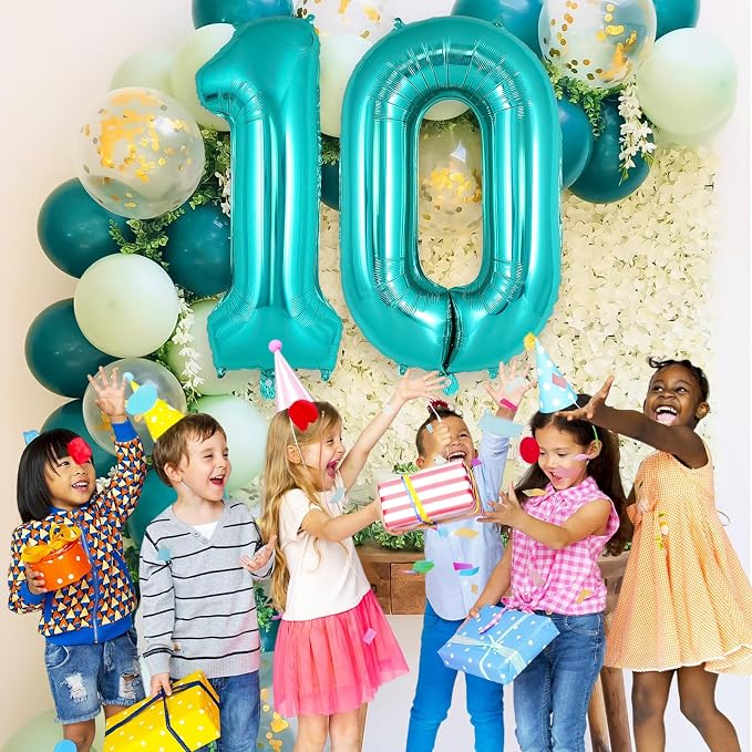 Teal Blue Number 0 Balloon, 40 Inch Big Large Foil Helium Number Balloons - Image 4