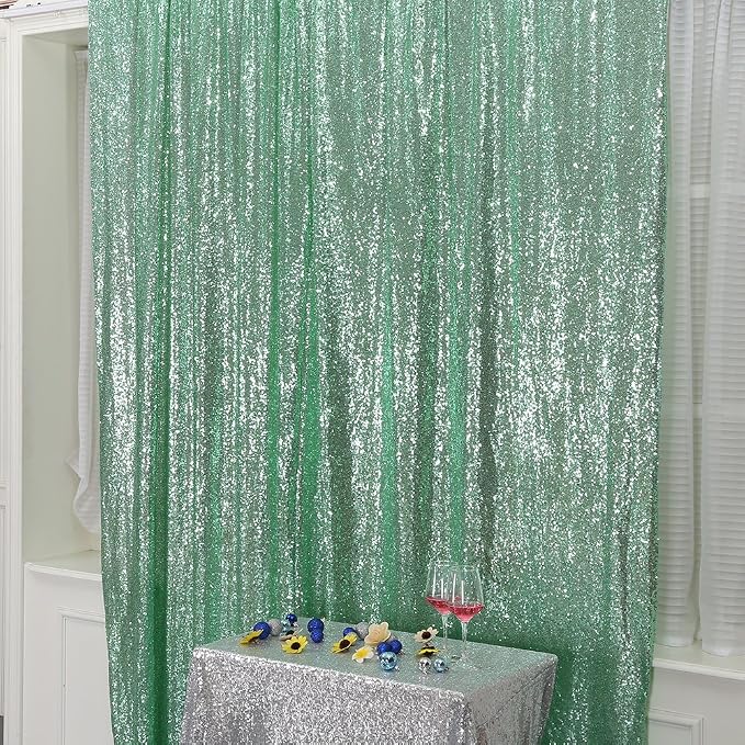 Poise3EHome Mint Green Sequin Backdrop, 10Ft x 10Ft Glitter Photography - Image 2