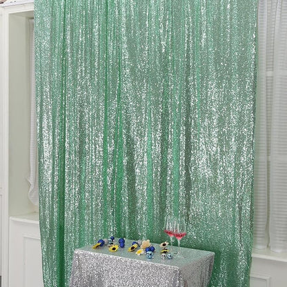 Poise3EHome Mint Green Sequin Backdrop, 10Ft x 10Ft Glitter Photography - Image 2