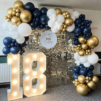 Navy Blue Gold Balloons, 60 Packs 12 Inch Dark Blue White Gold Metallic Chrome - Image 4