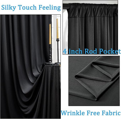 60ftx10ft Wrinkle Free Black Backdrop Curtains - Image 2