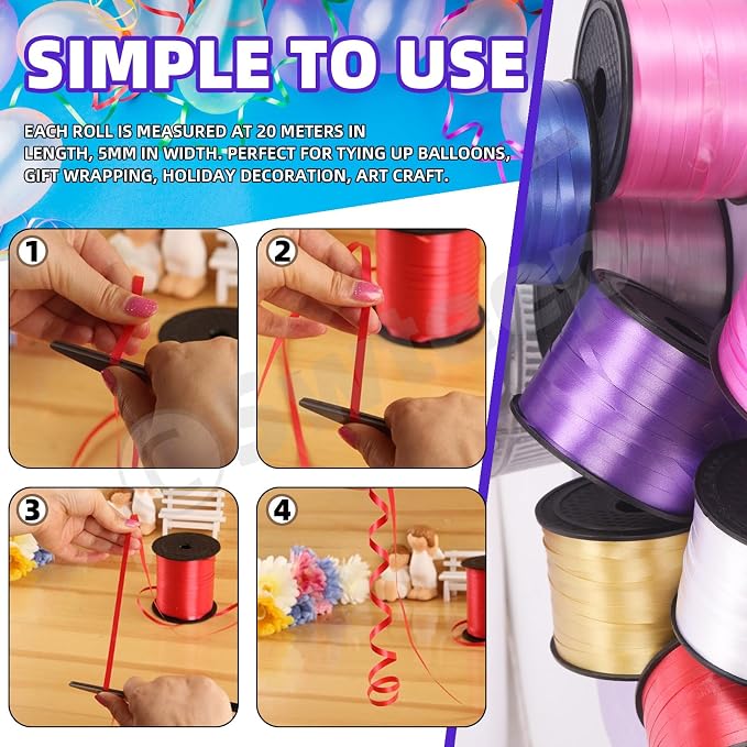 Swpeet 9Pcs 1/5"" Wide x 100 Yards Curling Ribbon - Image 6