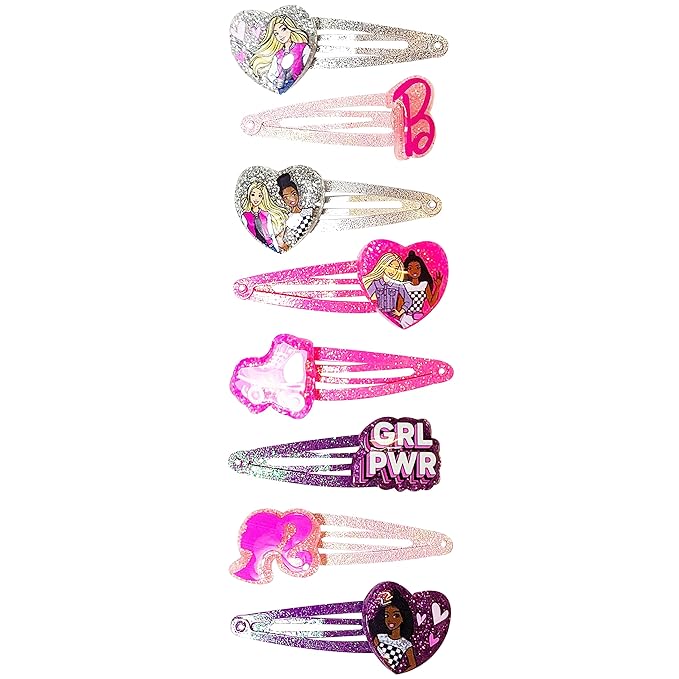 LUV HER Barbie Hair Clips for Girls Snap Clips 8 Pack Multi Color Ages 3+