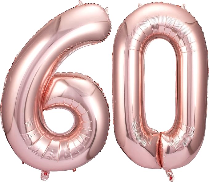 Rose Gold 60 Number Balloons Big Giant Jumbo Large Number 60 Foil Mylar Balloons by COLORFULELVES