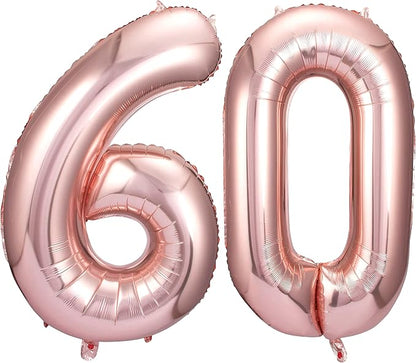 Rose Gold 60 Number Balloons Big Giant Jumbo Large Number 60 Foil Mylar Balloons by COLORFULELVES