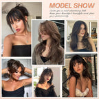 Benehair Clip on Bangs for Women Human Hair, Fake Bangs Clip Human hair, Middle Part Bangs Clip in Hair Extensions Hair Pieces with Temples for Daily Wear (Black)