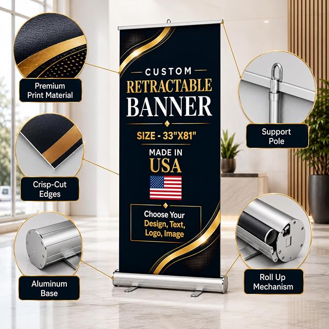 Custom retractable banner with stand by BCB | Pop up stand Printed in USA | - Image 5