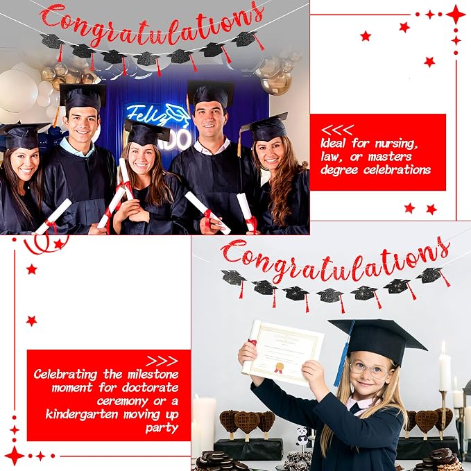 2026 Graduation Banners Party Decorations, Glitter Congratulations - Image 4