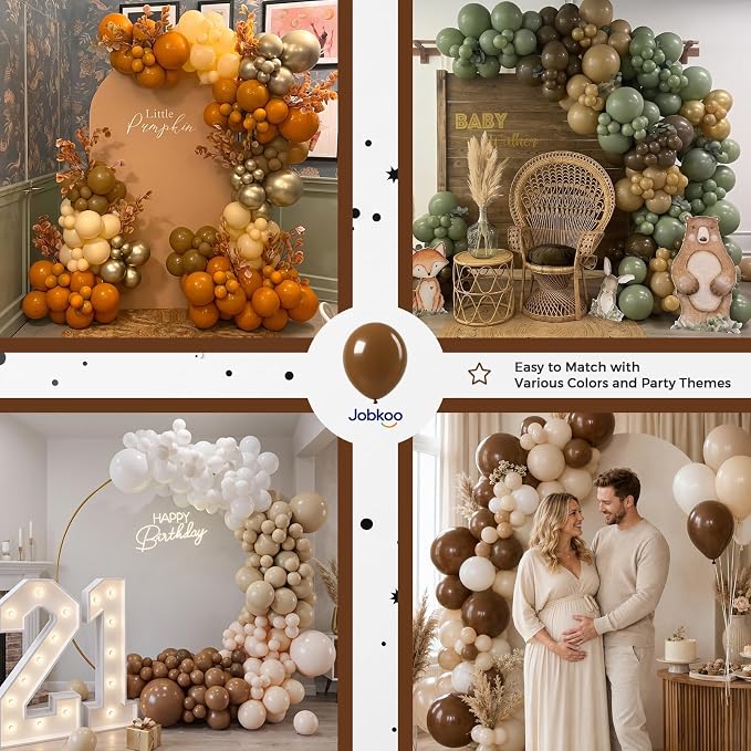 Jobkoo Brown Balloons 12 Inch, Light Brown Coffee Neutral Latex Balloon | Matte - Image 6